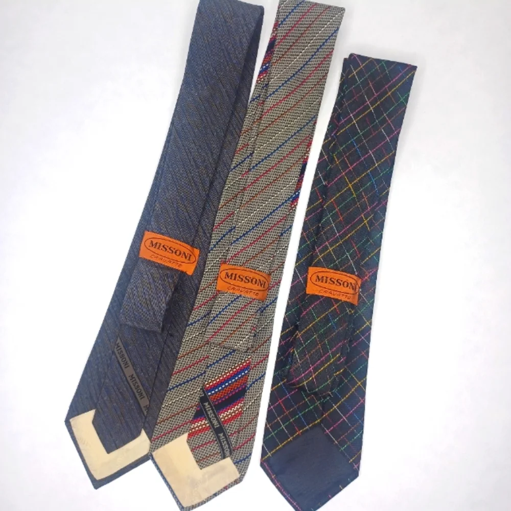 Set of (3) Missoni Silk Vtg. Skinny Neckties - Picture 4 of 6